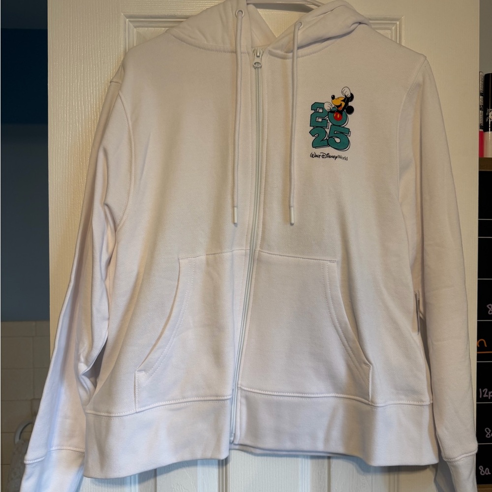 2025 Disney White Zip-Up Hoodie